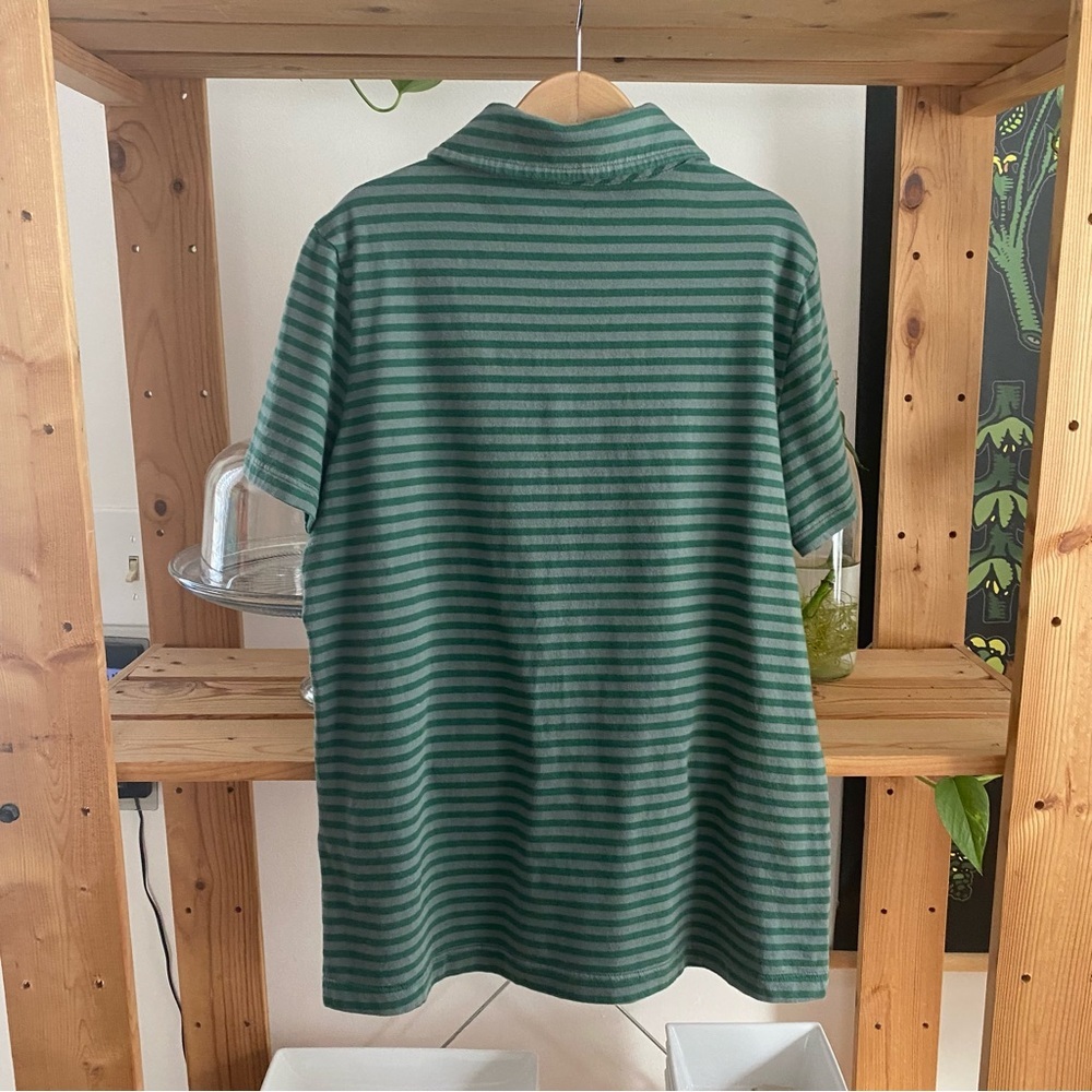 Vineyard Vines Green Gray Island Stripe Pocket Polo Shirt Medium - Picture 3 of 10